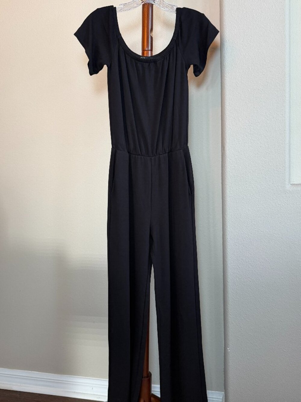 Gibson Black Cap Sleeve Wide Leg Jumpsuit Size XS